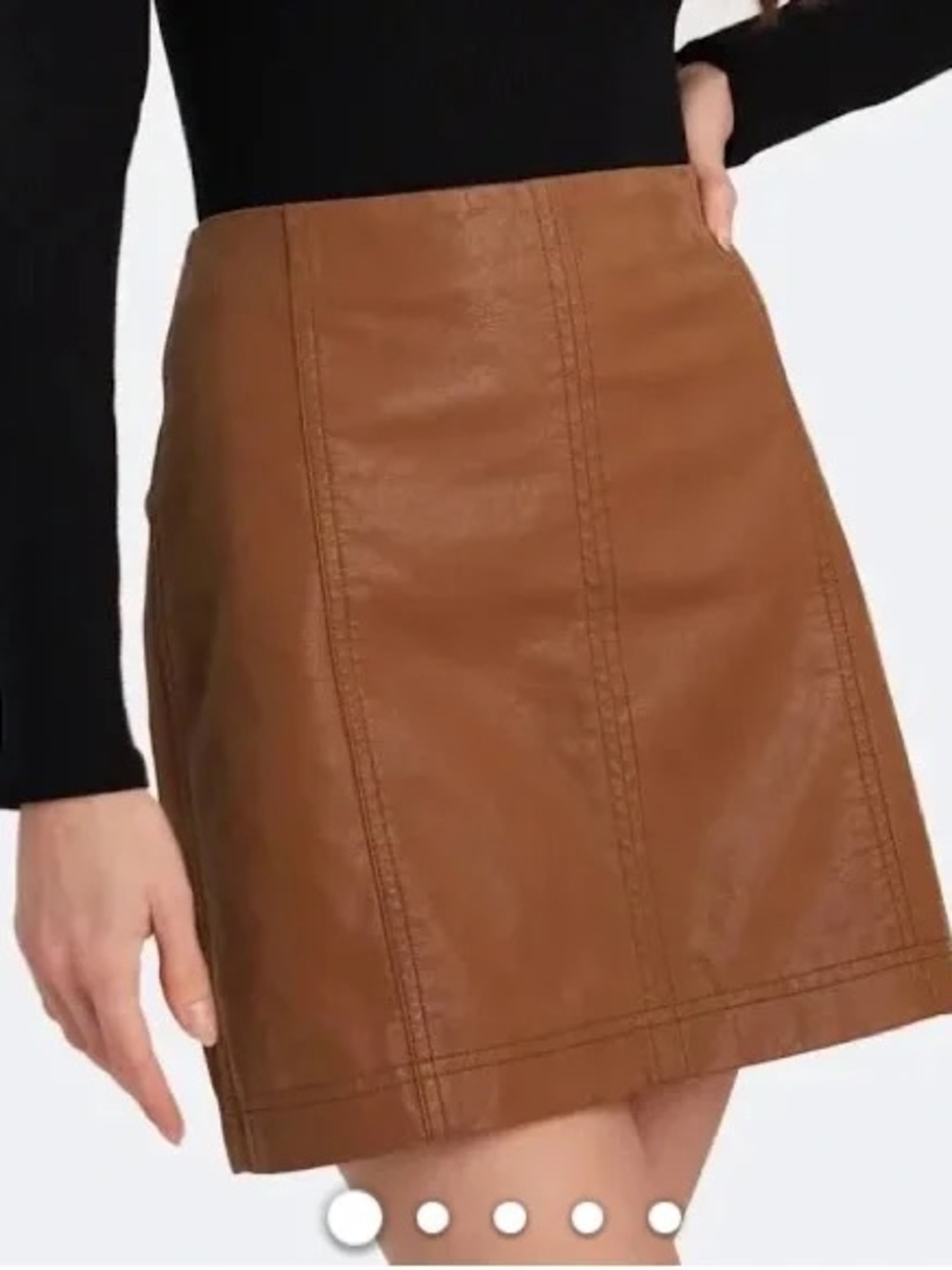 Free People Brown Faux Leather A-Line Mini Skirt